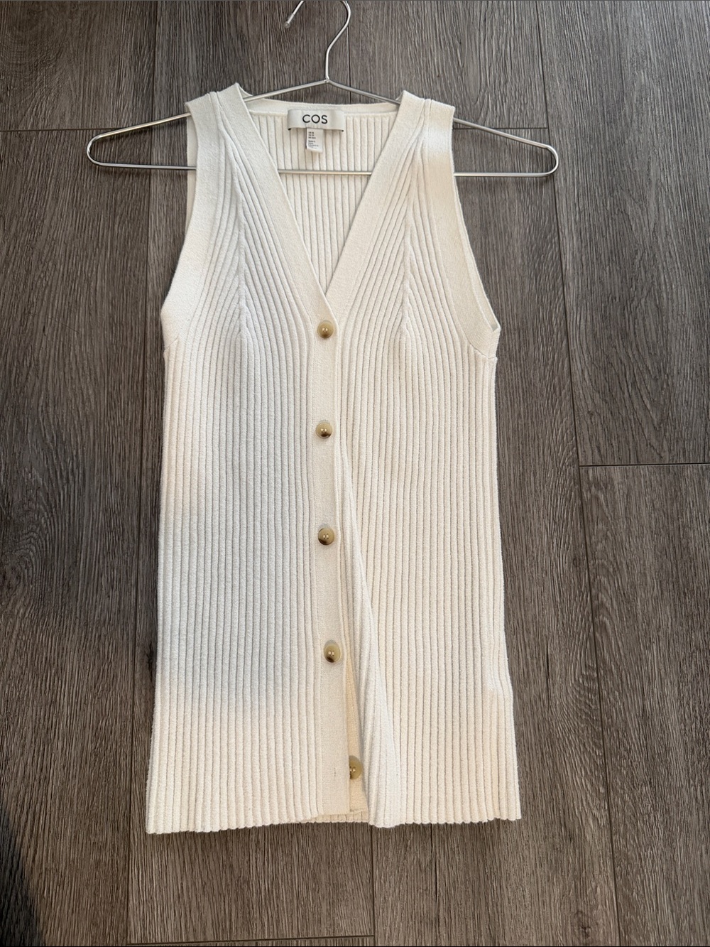 COS Ivory Rib-Knit Button Vest
